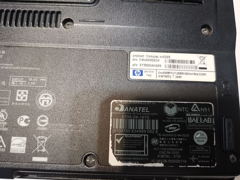 Laptop HP Compaq nx 6325-vând laptop nx6325