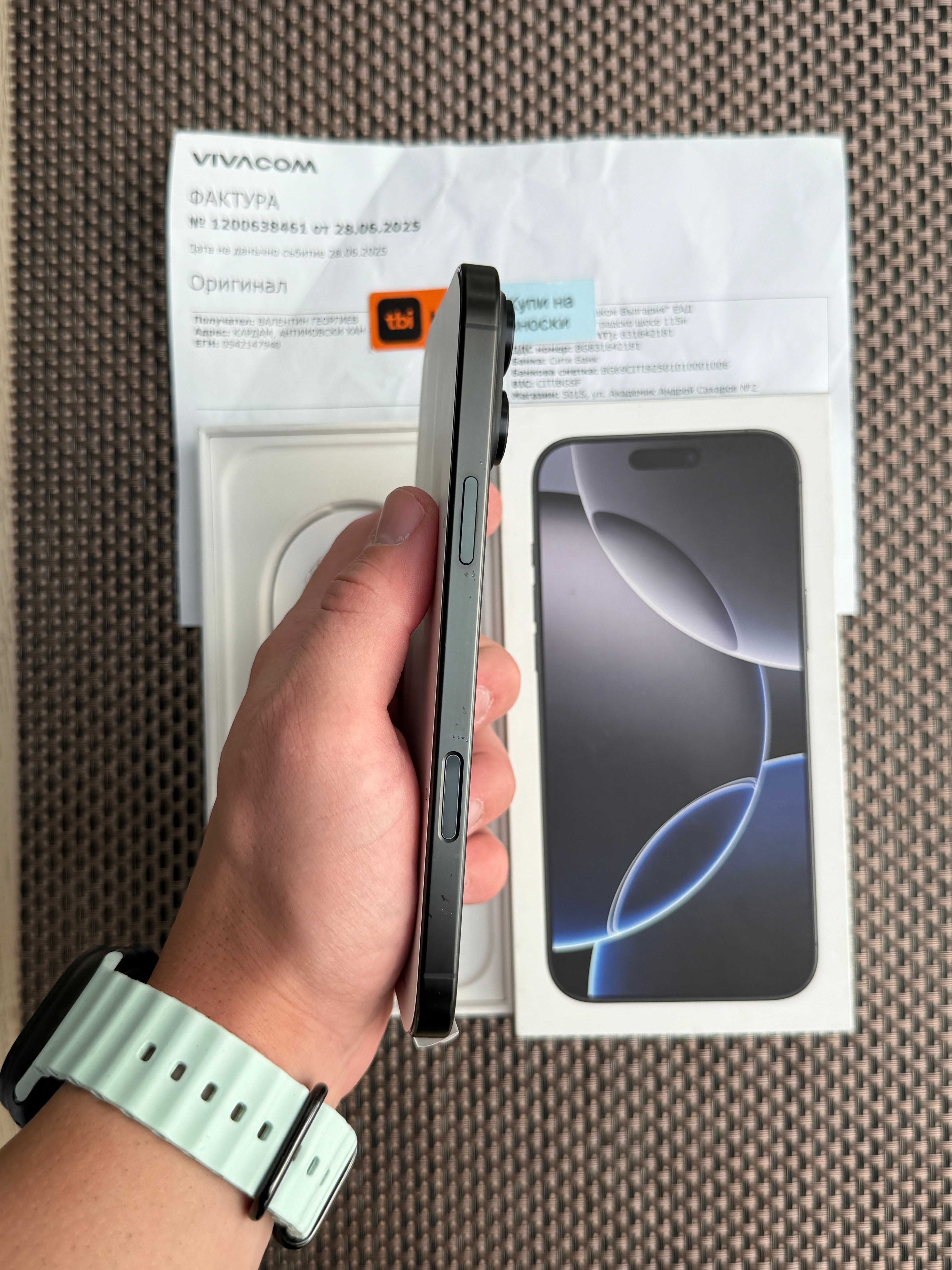 НОВ! 24МЕС ГАР. iPhone 16Pro MAX Лизинг от 75лв/м Black Titanium 256гб