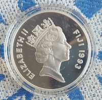 Серебряная монета 10 долларов Фиджи "Дзюдо" 1993 года