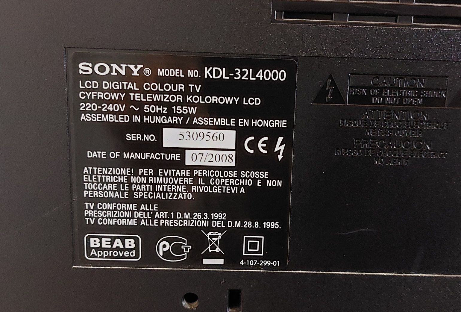 Sony Bravia модел KDL32L4000