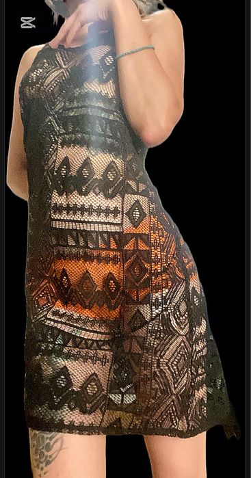 Rochie/ Tunică plasă neagră croșetată transparenta plaja/piscina