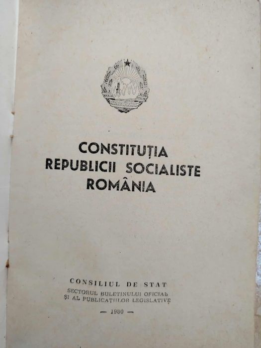 Vând Constituția R.S.R. din anul 1980