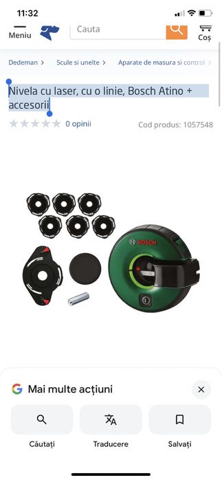 Nivela cu laser, cu o linie, Bosch Atino + accesorii Originala.