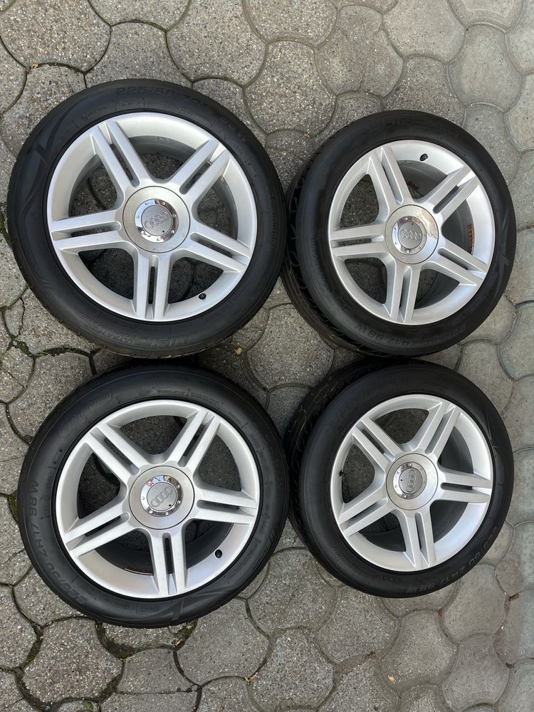 Jante aliaj 5x112mm, anvelope 225/50 R17, Audi A4 B6, B7, A6 C6, A3