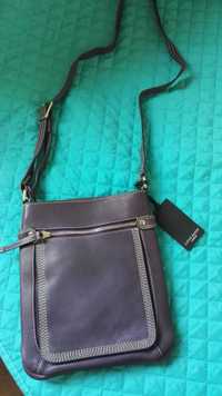 Geanta crossbody, mov, piele naturala foarte fina, noua, cu eticheta