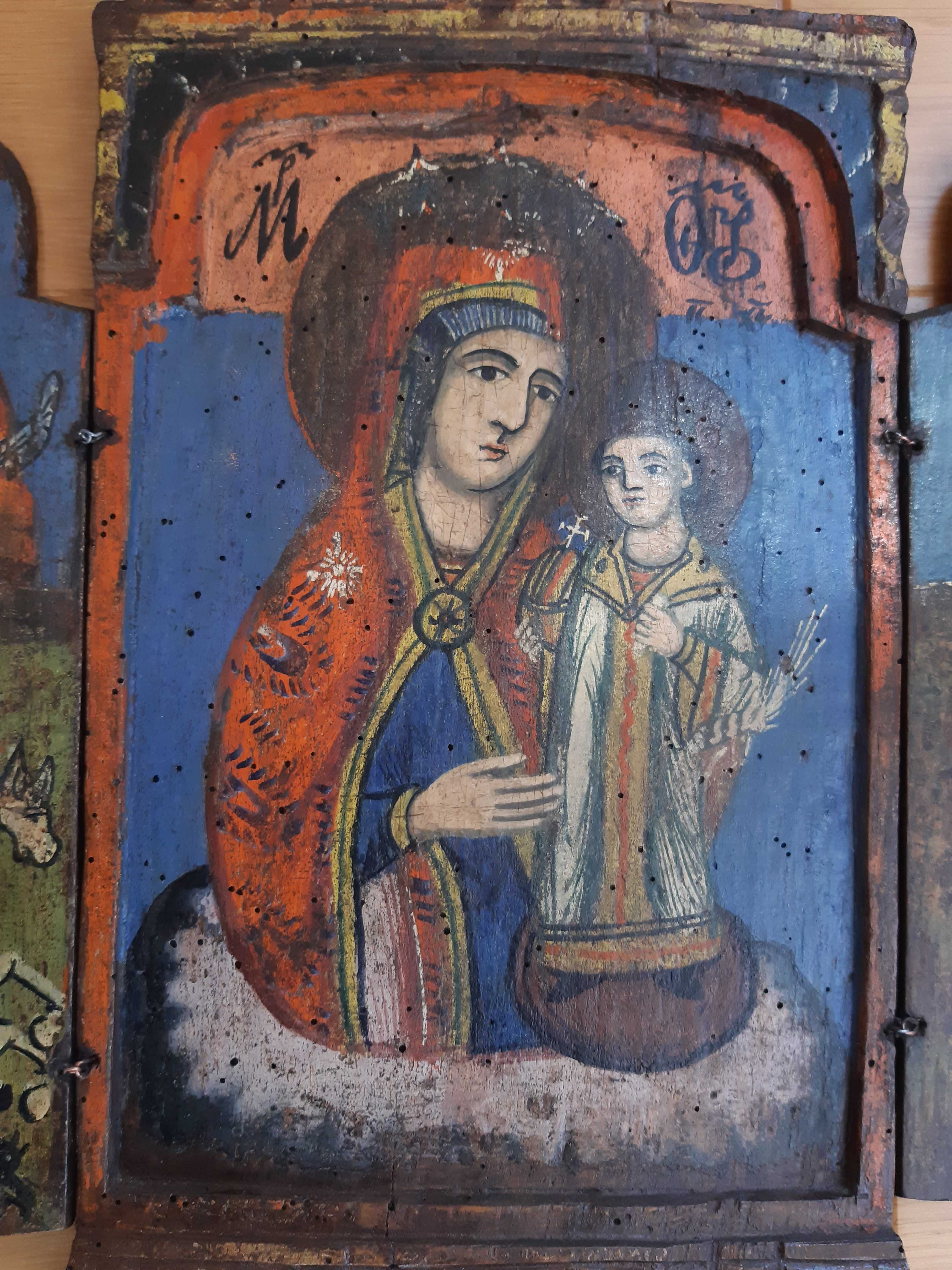 Стара Българска Домашна Икона Триптих