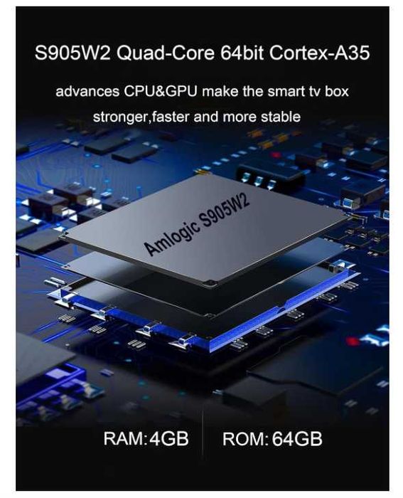 Android TV Box Smart Rupa 4GB RAM 64GB ROM S905W2 2.4G/5G WiFi BT5.0