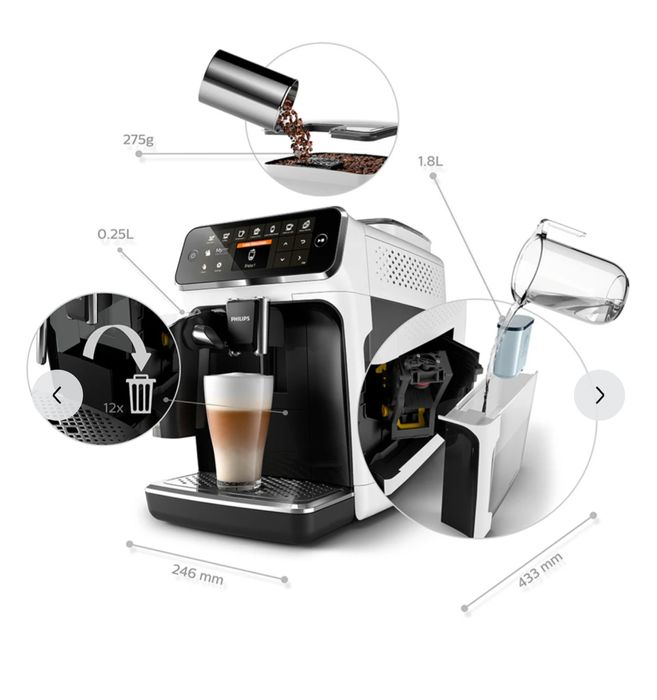Espressor automat cafea Philips LatteGo 4300 EP4343, 1.8l, 15 bar