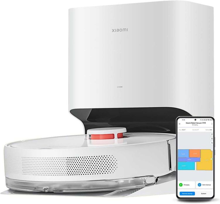Прахосмукачка робот Xiaomi X10, автоматична станция за засмукване, Mop