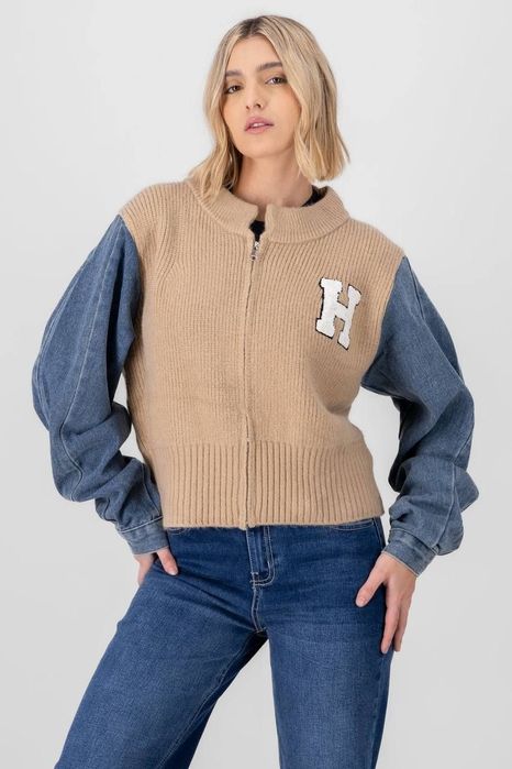 Жилетка деним с кашмир