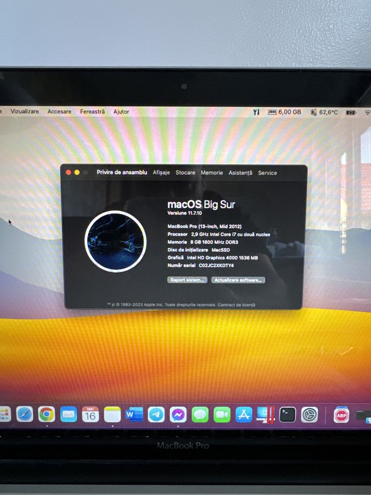 Macbook Pro 2013, intel i7, 8 Gb ram, Ssd 250 GB