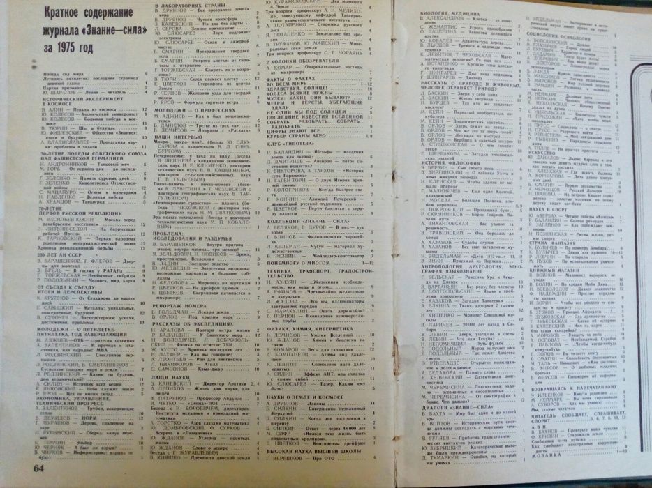 Журналы «Знание-сила»1975год