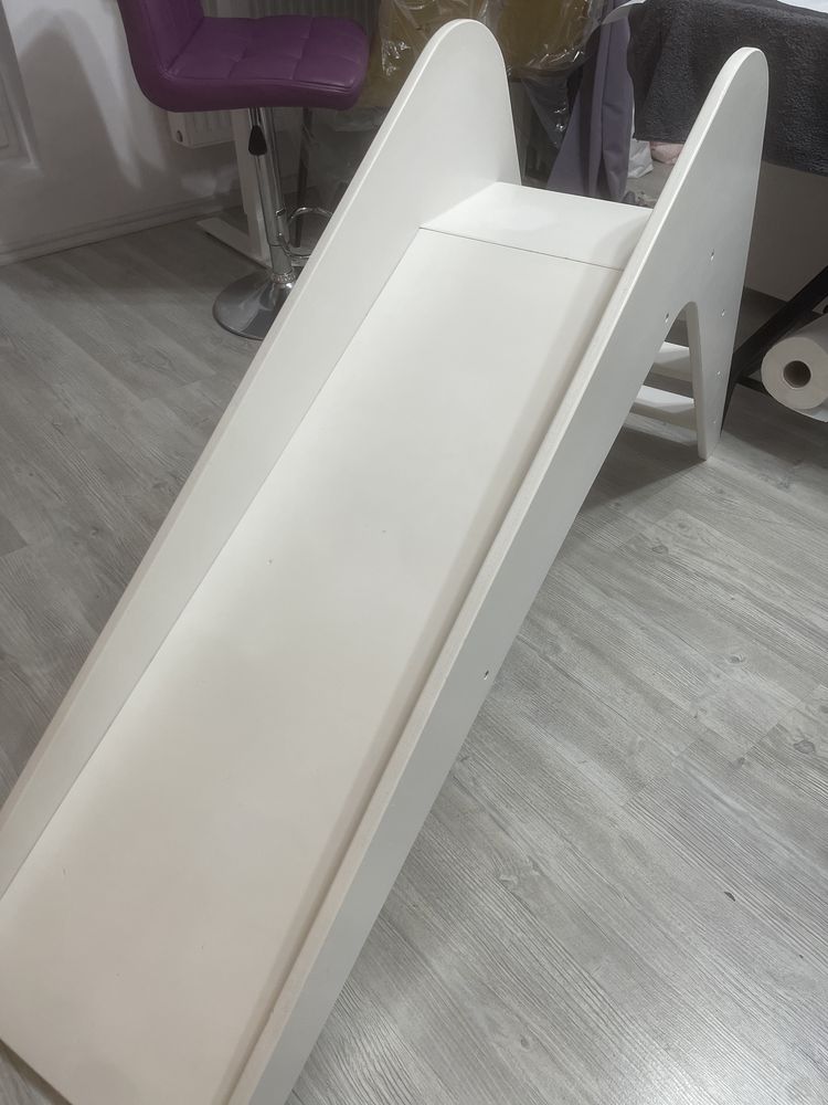 Tobogan lemn copiii Playtime Lura, alb, de interior, impecabil