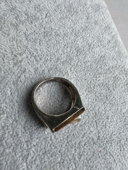 Inel din argint, cuart fumuriu si citrin