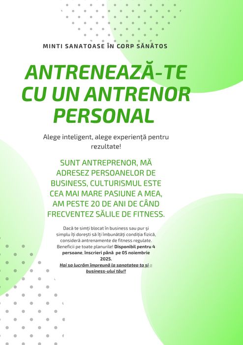 Antrenor personal - pentru antreprenori - oameni de afaceri