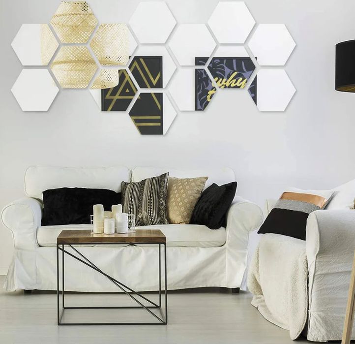 Зеркальные наклейки для интерьера, соты, настенный декор,