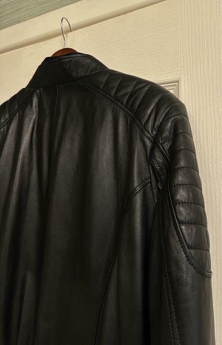 Черно мъжко яке от естествена кожа Phillip plein размер L промо цена