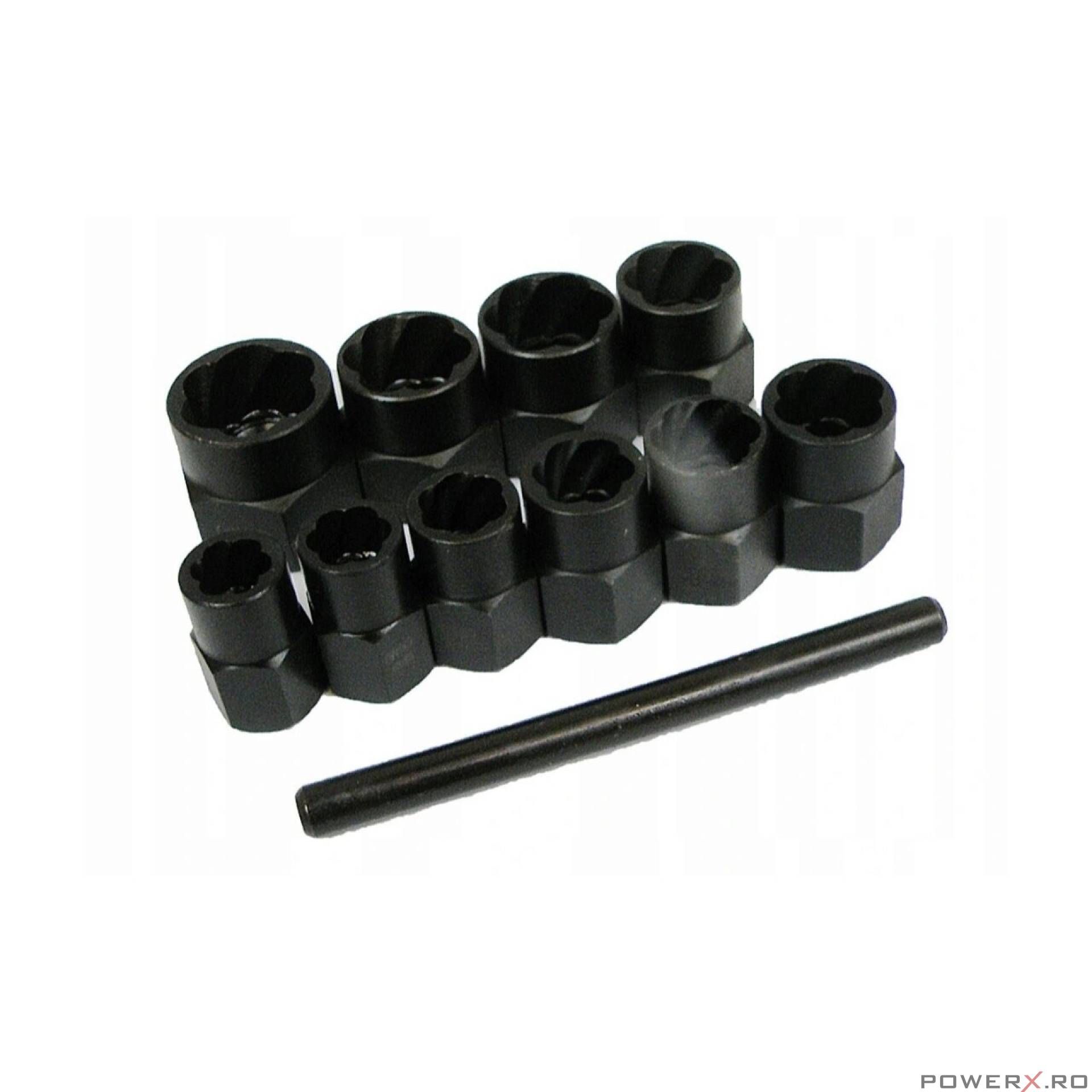 Set 11 piese extractor suruburi si piulite deteriorate din otel Silver