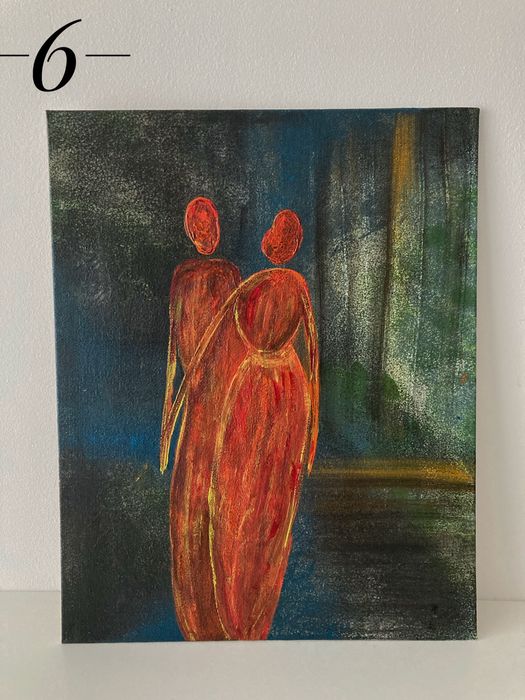 Tablouri abstracte pictate manual pe carton panzat