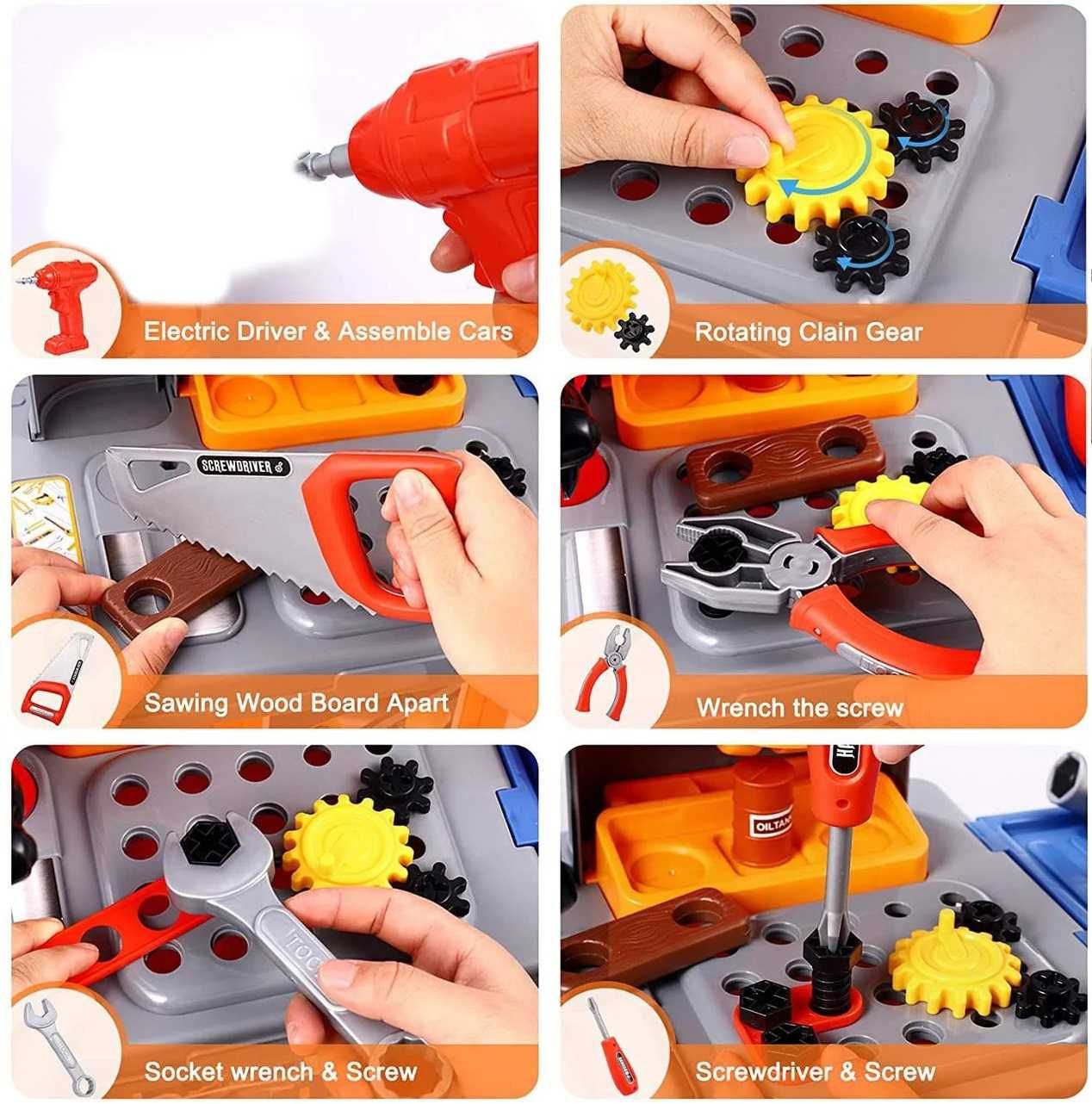 Детский игровой набор инструментов в мобильном чемодане верстак дрель
