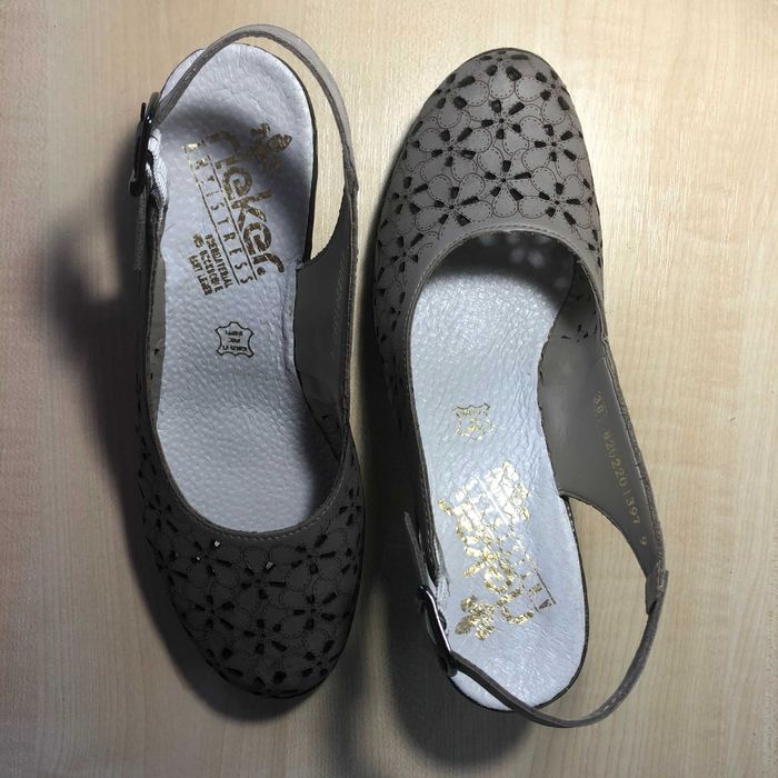 Sandale dama bej, Rieker, din piele naturală, foarte comode+Livrare 0!