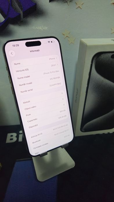 iPhone 15 PRO MAX White 5G 256GB Baterie:84%.Preṭ fix!