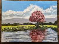 Ръчно рисувана картина "Cherry blossom", акрилни бои, 40×30 см