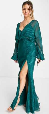 Rochie lungă, verde eleganta Asos cu maneca lunga