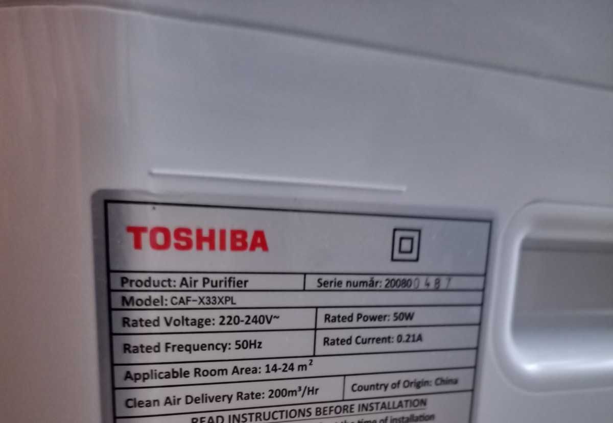 Purificator Toshiba CAF-X33XPL, Ionizare, Timer, Filtru 3in1, ca nou