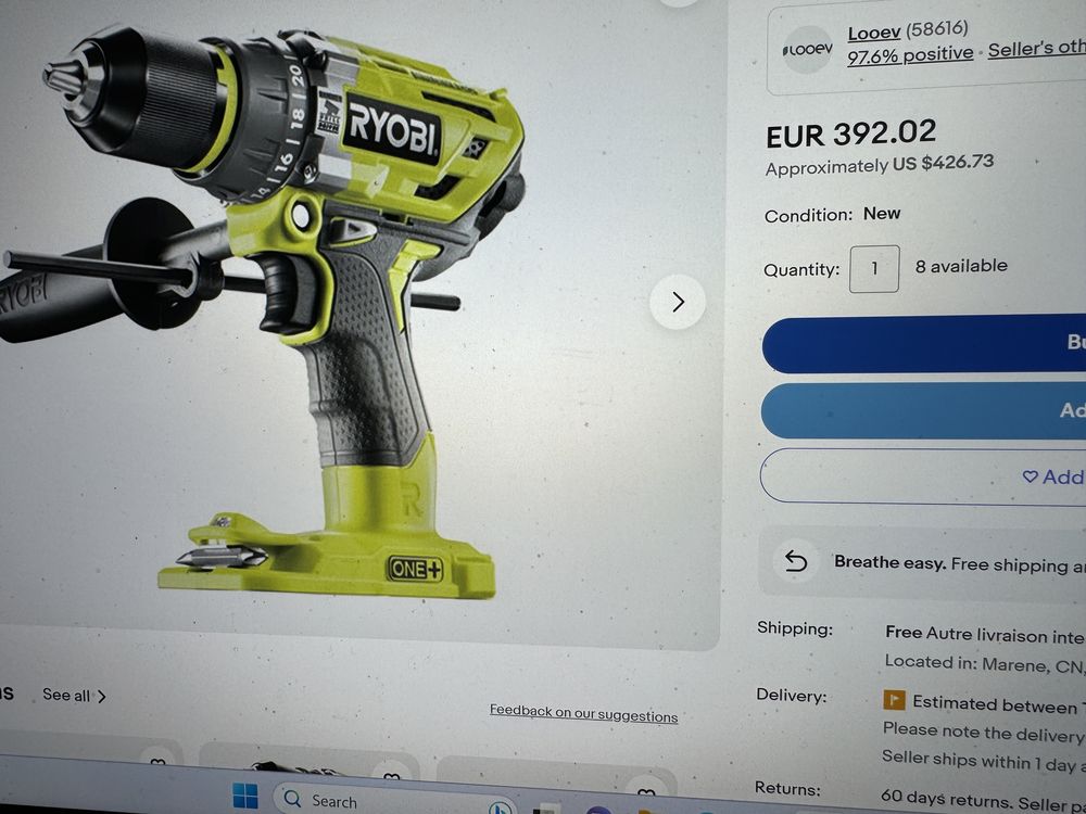 Ryobi-Mașină de găurit cu percuție 18V ONE+™, motor fără perii