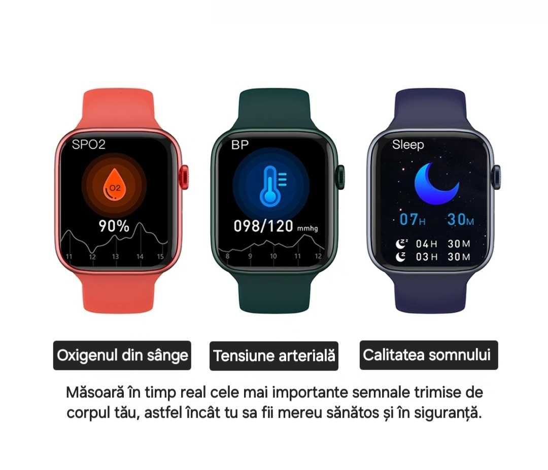 Smartwatch tip Apple Watch. Apel pe ceas. Cu microfon&difuzor. Negru