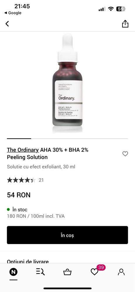 The Ordinary AHA 30% + BHA 2% Peeling Solution exfoliant fata