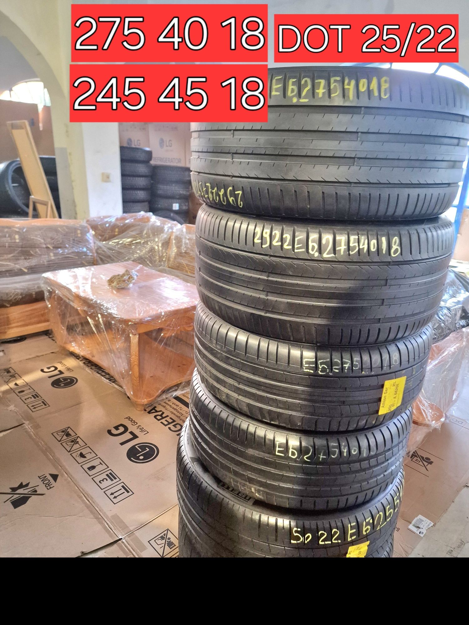 245 45 18 Good Year 275 40 18 Pirelli