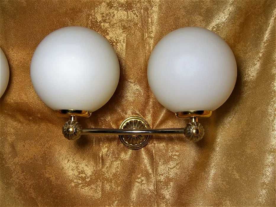 Set aplice duble Art Deco, opalina, crom, vintage