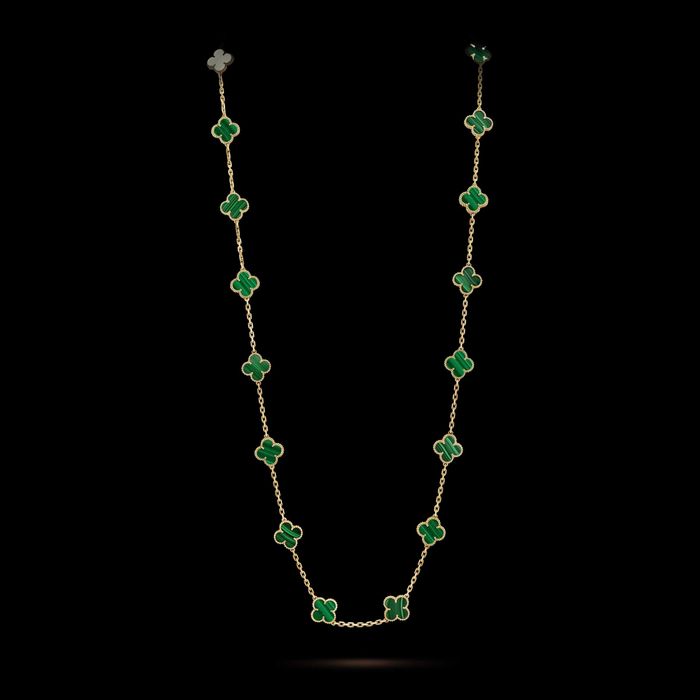 Van Cleef & Arpels VCA Silver Green 20 Motifs Alhambra Дамско Колие