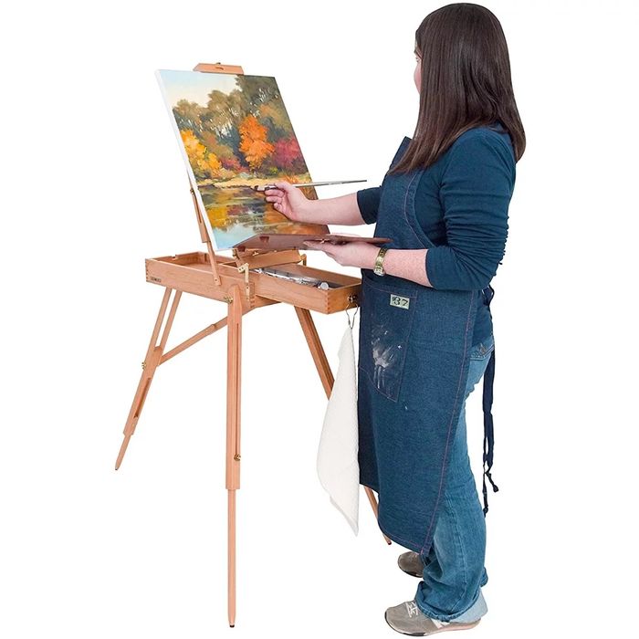 Sevalet/trepied portabil, lemn de fag, cu bretea, maner si sertar