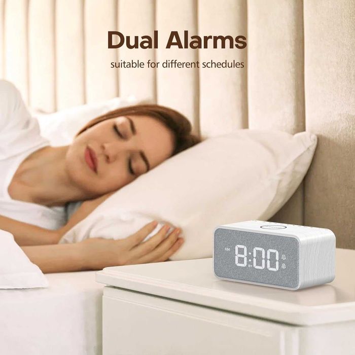 Radio ceas alarmă lemn ANJANK difuzor Bluetooth,incarcator wireless