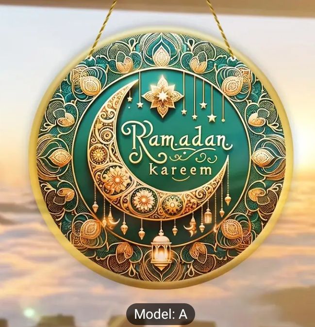 1 dona 2D Ramazon oynasi uchun osma bezak, Yog'ochdan yasalgan Ramazon