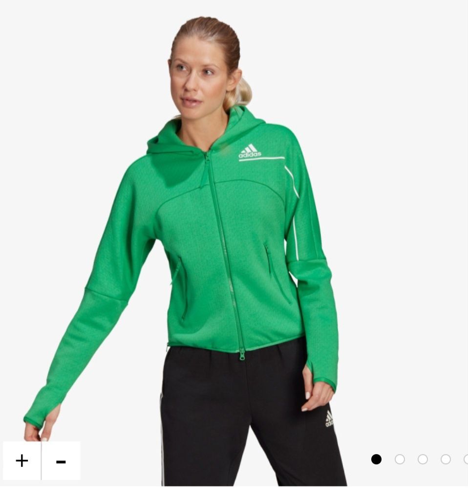 Суичър с качулка Adidas - черен и зелен цвят