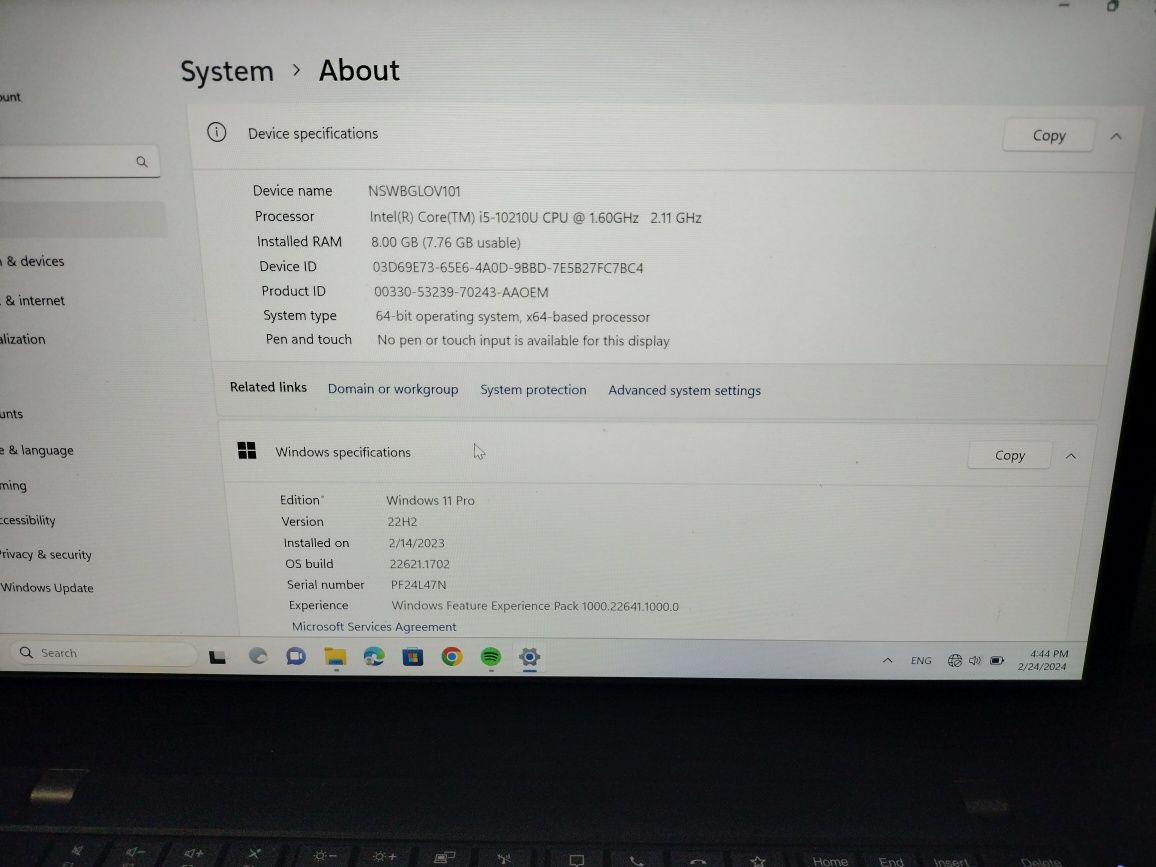 Laptop Lenovo Thinkpad L14 Intel I5-10210U 1.6Ghz 8GB RAM, 240GB SSD