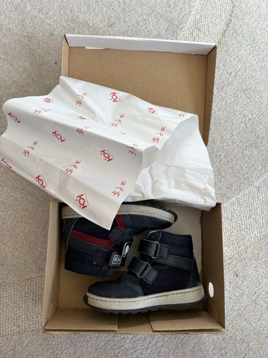 Детски подплатени кожени зимни боти Колев и Колев 25 номер тъмно сини