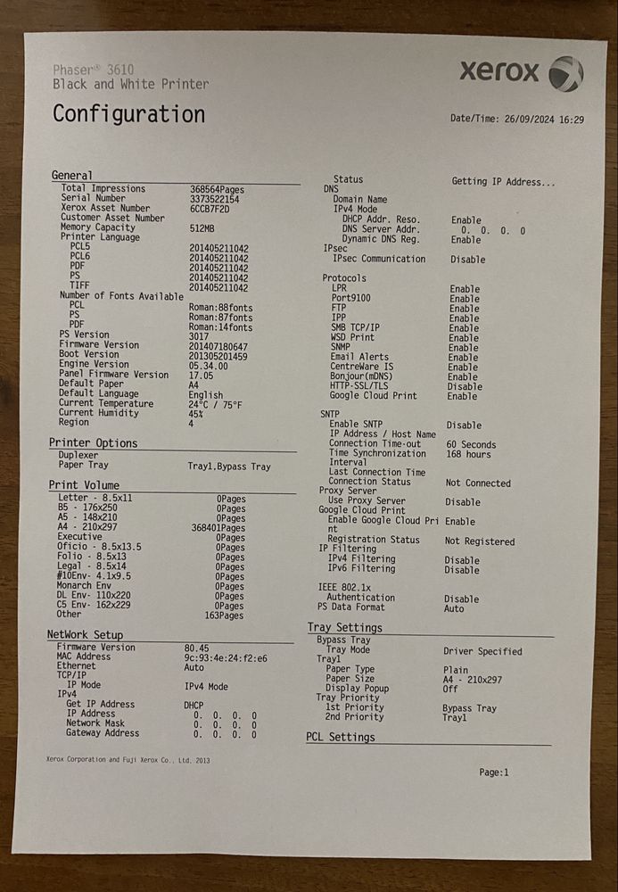 Imprimanta Xerox 3610
