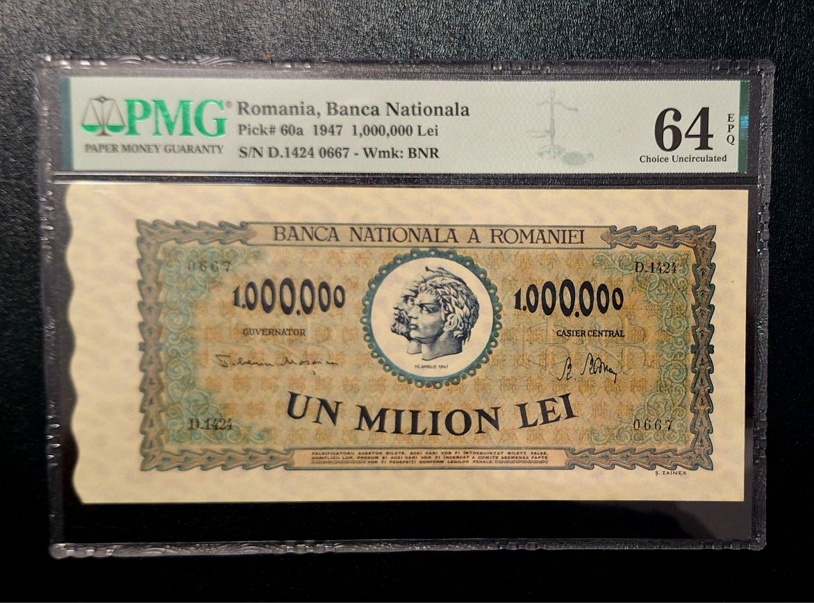 Bancnota gradata PMG 1000000 LEI 1947