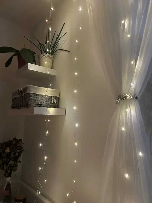 Perdea luminoasă alb rece 3x3m cu 300 LED – decor elegant