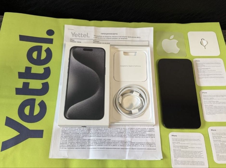 КАТО НОВ 256GB iPhone 15 Pro Max Yettel Гаранция 2026 Black / Черен