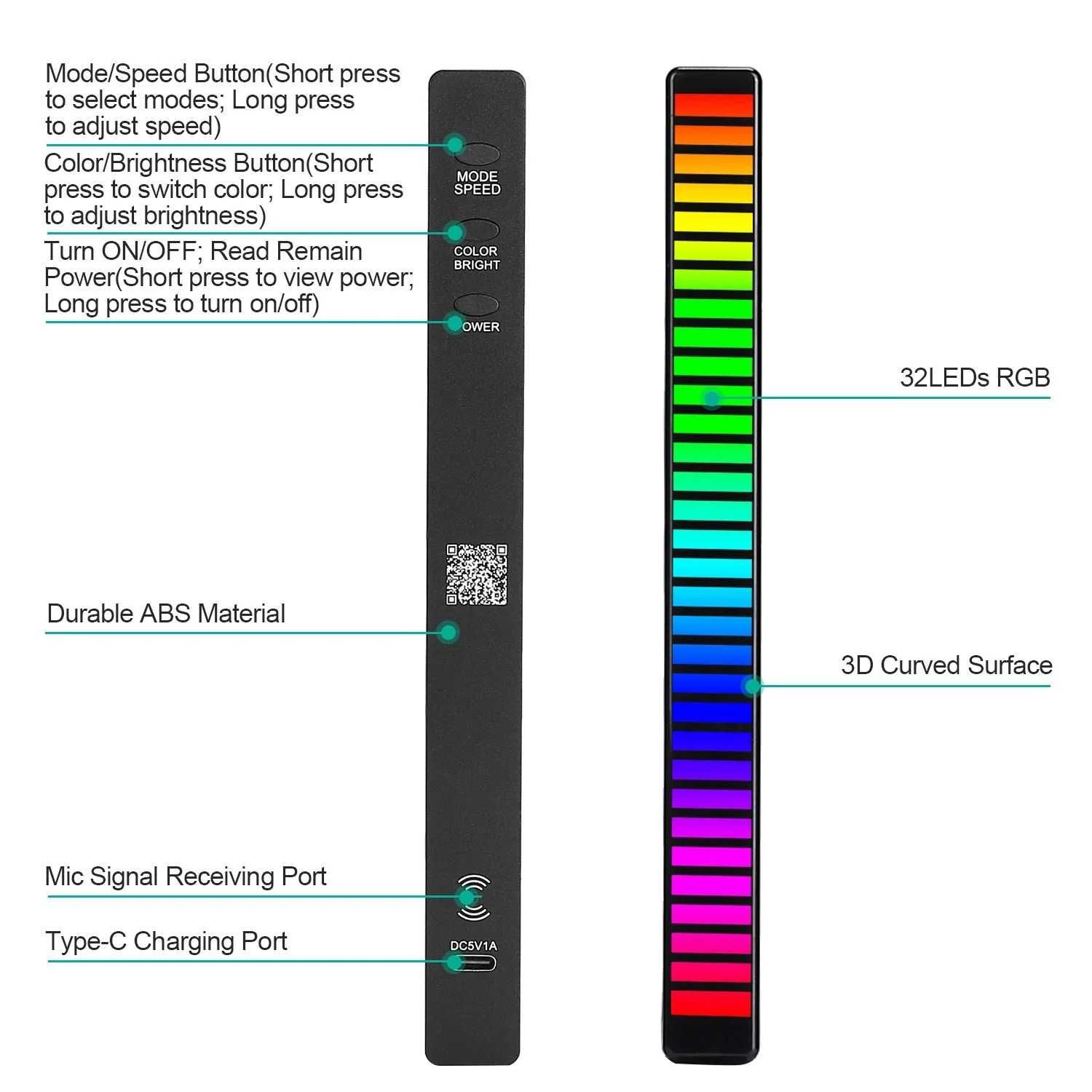 2 x Coloana lumina LED RGB lumini controlate de sunet