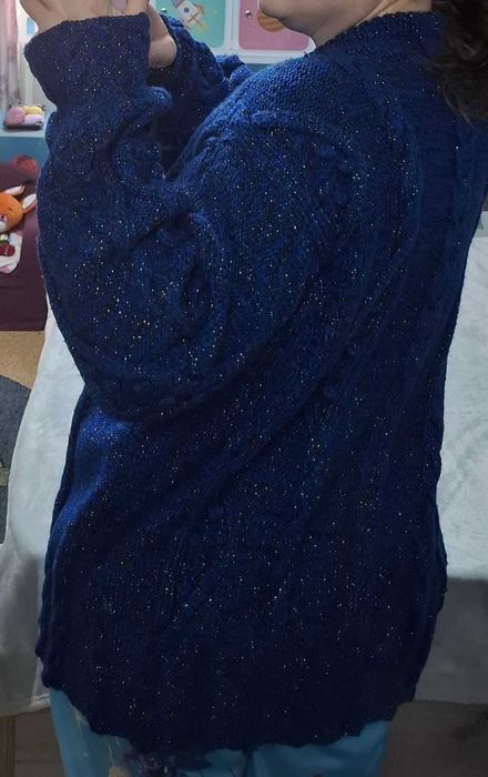 Jacheta albastra groasa, cu nasturi, 3XL-46