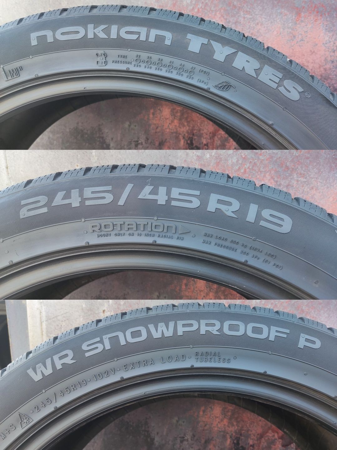 4бр. зимни гуми 245/45/19 Nokian WR Snowproof P
dot22
7/7.2mm
Добро съ