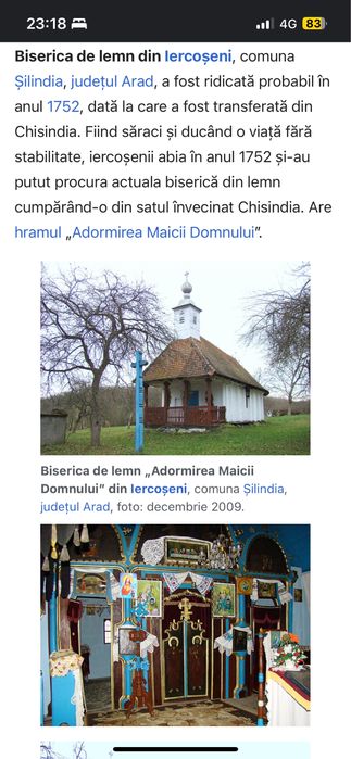 Machetă replică Biserica de lemn Iercoșeni, Jud.Arad scara 1:87