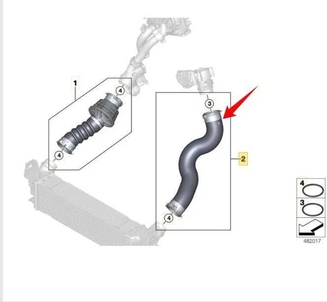 Furtun Intercooler stânga - BMW Seria 5 G30 G31 2.0d, Seria 7 G11 G12